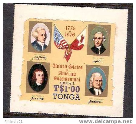 Tonga 1976 Odd Shaped, Die Cut $1.00 Air Mail,  American Revolution MNH* * # 1479 - Tonga (1970-...)