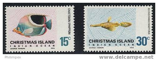 CHRISTMAS ISLANDS, TWO EXCELLENT GOOD FISH STAMPS - NEVER HINGED! - Christmas Island