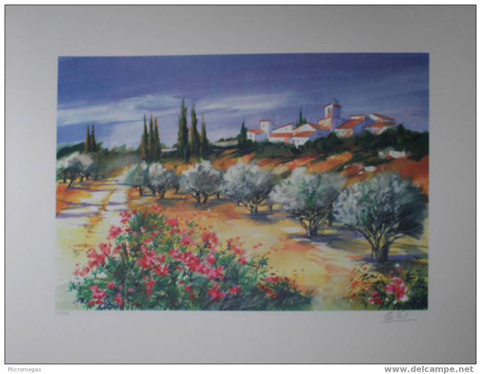 Ella Fort :Paysage Provençal - Lithographies