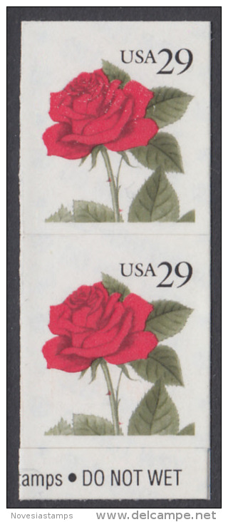 !a! USA Sc# 2490 MNH Vert.PAIR (a1) - Rose - Ongebruikt