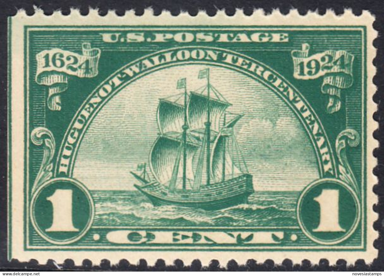 !a! USA Sc# 0614 MNH SINGLE (left Side Cut / A1) - Huguenot-Walloon Terc. - Nuevos