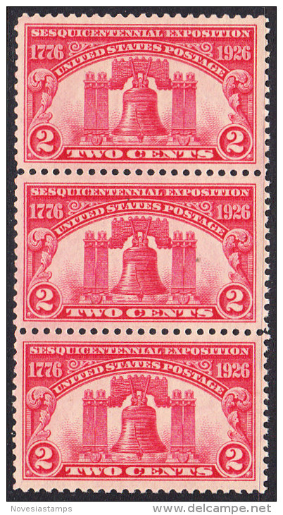 !a! USA Sc# 0627 MNH Vert.STRIP(3) (a1) - Liberty Bell - Neufs