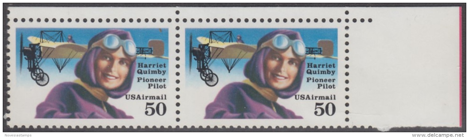 !a! USA Sc# C128 MNH Horiz.PAIR From Upper Right Corner - Harriet Quimby - 3b. 1961-... Nuovi