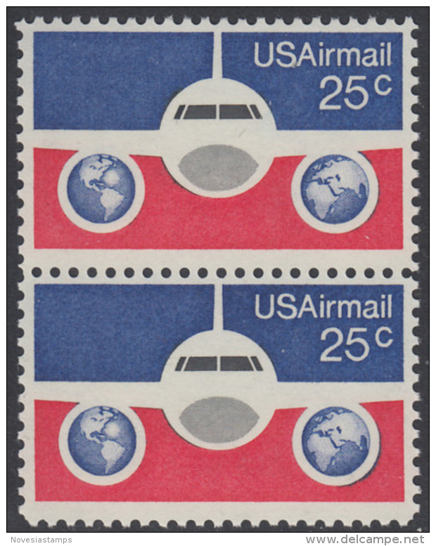 !a! USA Sc# C089 MNH Vert.PAIR - Planes & Globes - 3b. 1961-... Ungebraucht