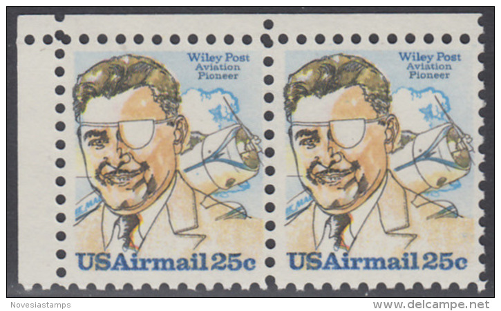 !a! USA Sc# C095 MNH Horiz.PAIR From Upper Left Corner - Wiley Post - 3b. 1961-... Nuovi