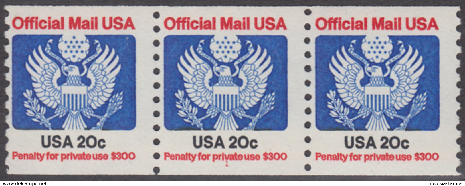 !a! USA Sc# O135 MNH Horiz.STRIP(3) W/ Plate-# - Great Seal - Servizio