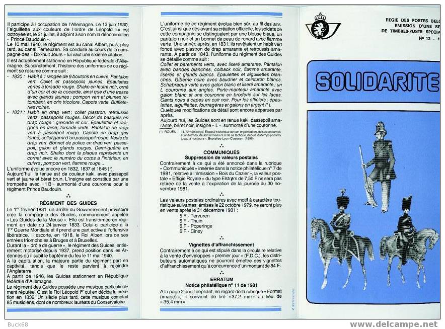 BELGIQUE Encart 2030 à 2032 FDC Premier Jour : Surtaxe Solidarité Gendarmerie Carabiniers Uniformes - Dépliants De La Poste