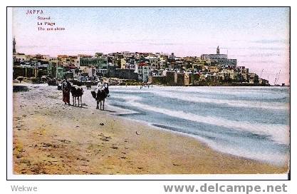 Pal032/  PALÄSTINA -  -  AK Jaffa, Strandansicht 1910, Türk. Frankatur. - Palestine