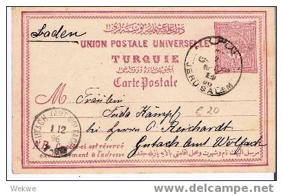 Pal038/ PALÄSTINA - Jerusalem 1896. Türkische Ganzsache. - Palestine