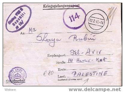 Pal066/ PALÄSTINA - Jüdische Kriegsgenfangenenpost A. Dt. Lager N. Palästina  SELTEN - Palästina