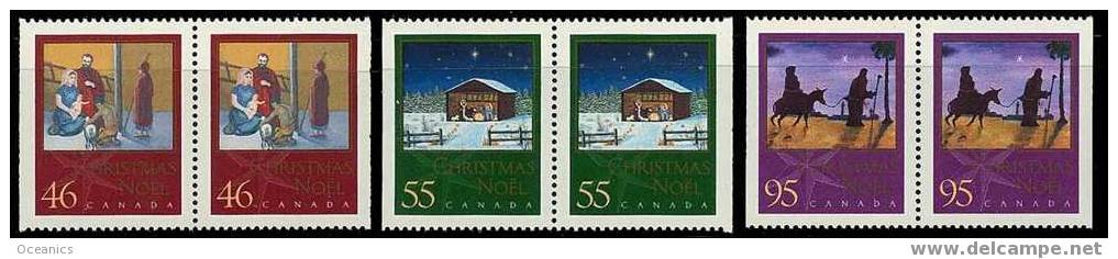 Canada (Scott No.1873i-75i - Noël 2000 Christmas) [**] Série De Paires De Carnet / Set Of Pairs From Booklet - Oblitérés