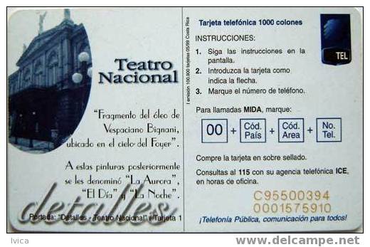 COSTA RICA - Teatro Nacional Detail 1 - 05/99 - 100.000 - Costa Rica