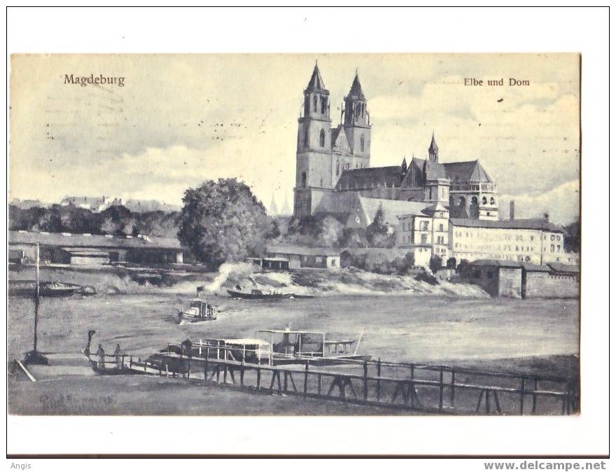 CPA-----  Allemagne ----   Saxe-Anhalt ------MAGDEBOURS-----ELBE UND DOM - Magdeburg