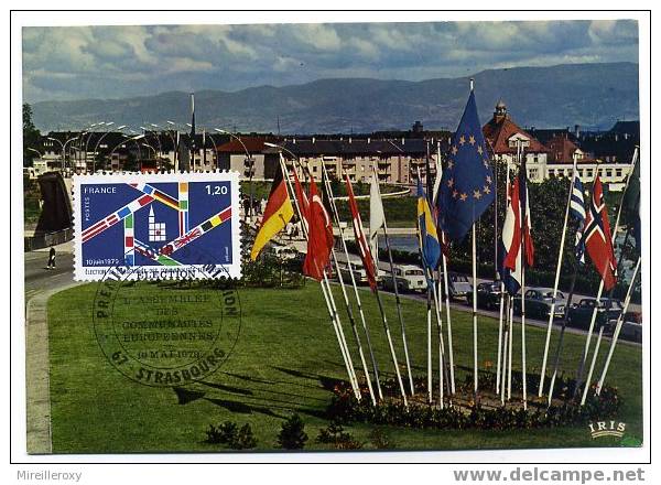 CARTE MAXIMUM 1ER JOUR ASSEMBLEE DES COMMUNAUTES EUROPEENNES DRAPEAUX - Enveloppes