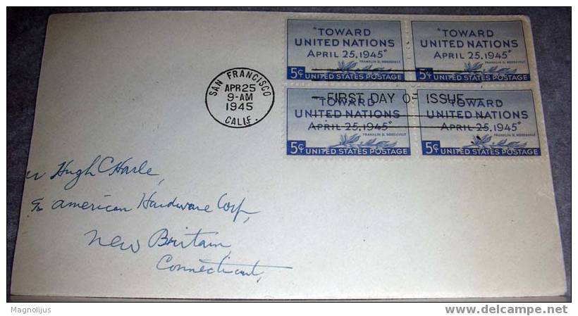 USA,FDC,"Toward United Nations",Cover,Letter,vintage - Covers & Documents