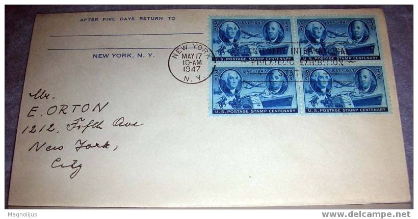 USA,FDC,"U.S. Postage Stamp Centenary",Cover,Letter,vintage - Lettres & Documents