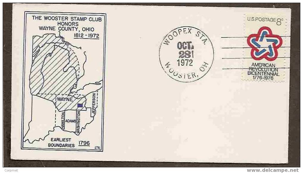 US - WAYNE COUNTY, OHIO  HONORING COVER  VF CACHETED 1972 - Independecia USA