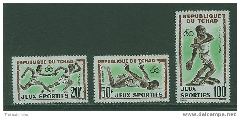 K0071 Course De Relais Saut En Hauteur Lancer Du Disque 80 à 81 Et PA 8 Tchad 1968 Neuf ** Jeux Olympiques De Mexico - Estate 1968: Messico