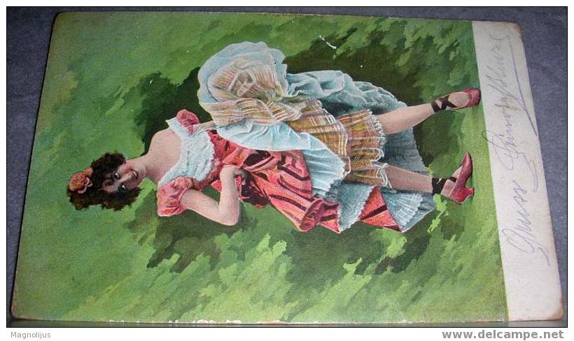 Woman,Lady,Dancer,Fashion ,vintage  Postcard - Dans