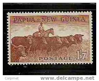 FAUNA - HORSES - COWS - PAPUA NEW GUINEA - 1958 HIGH VALUE 1´7 Sh - Yvert # 30 - Scott # 144 - MINT (very Light Hinge) - Ferme