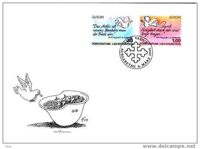 LIECHTENSTEIN FDC 1995 E U R O P A :  PACE E LIBERTA´ - 1995