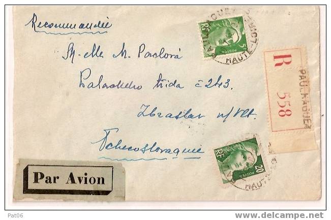 HTE LOIRE  (43)   PAULHAGUET / TCHECOSLOVAQUIE - 1927-1959 Lettres & Documents