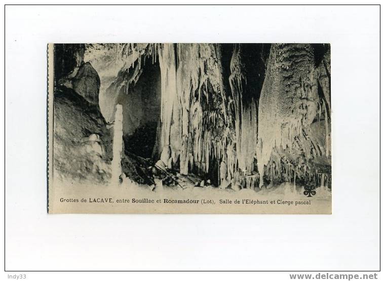 - GROTTES DE LACAVE . SALLE DE L'ELEPHANT ET CIERGE PASCAL - Lacave