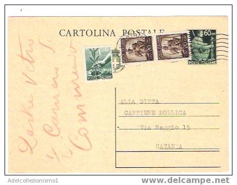 186)intero Postale Da 60c. Democratica+2x20c. Dem+1£ Democratica Da Catania Per Città Il 3-5-1946 - Poststempel