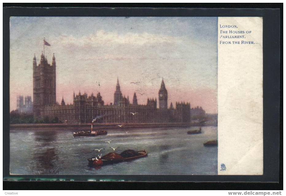 THE HOUSES OF PARLIAMENT FROM THE RIVER *LONDON 1903 - Houses Of Parliament