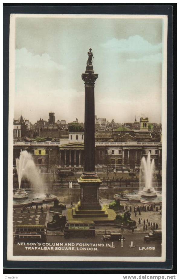 NELSON'S COLUMN AND FONTAINS IN TRAFALGAR SQUARE LONDON *Animated 1955 - Trafalgar Square