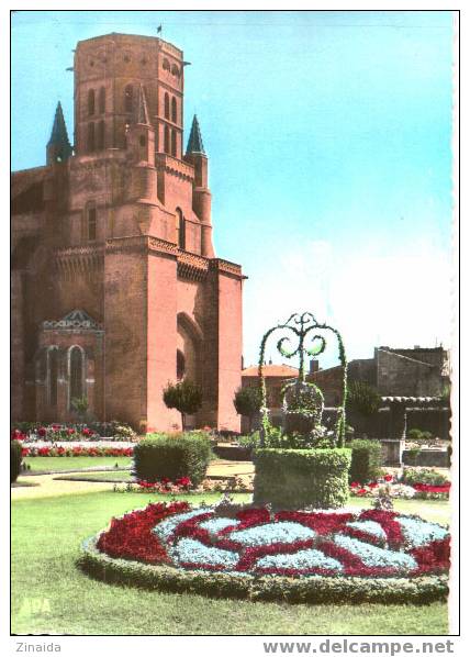 CARTE POSTALE - LAVAUR - LA CATHEDRALE ST-ALAIN - LE SQUARE BRESSOLES ET LES MOTIFS FLEURIS 1964 - Lavaur