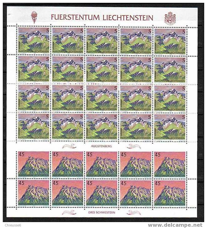 Liechtenstein** Feuilles - Série N° 934 à 937 - Montagnes - Blocs & Feuillets