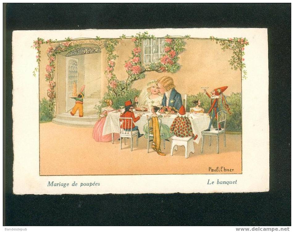 Jolie Carte Illustrée Par Pauli Ebner Enfant Repas De Mariage De Poupée - Ebner, Pauli