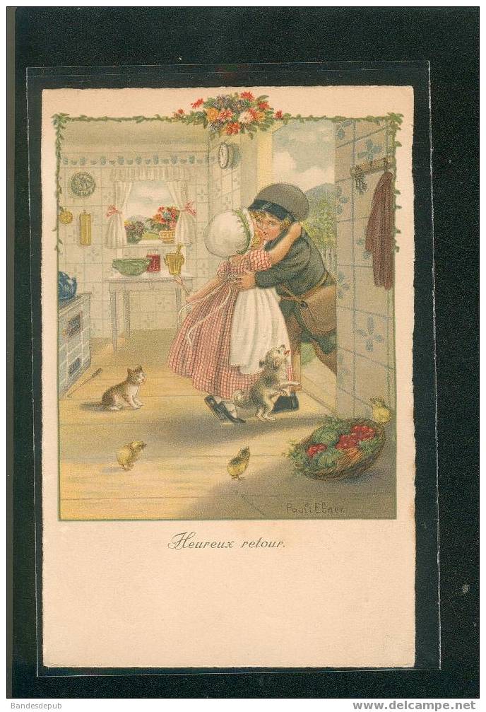 Jolie Carte Illustrée Par Pauli Ebner Enfant " Heureux Retour " - Ebner, Pauli