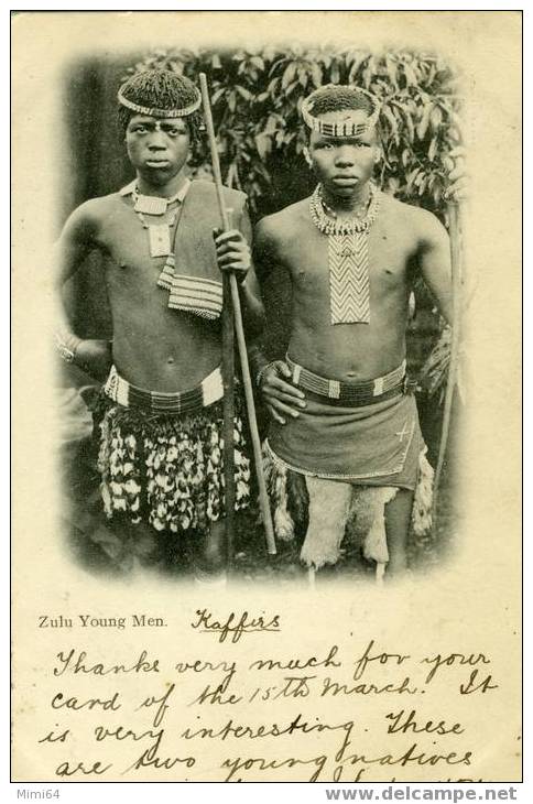 NOUVELLE - ZELANDE .  ZULU YOUNG MEN . ( MANQUE TIMBRE ) - Nouvelle-Zélande