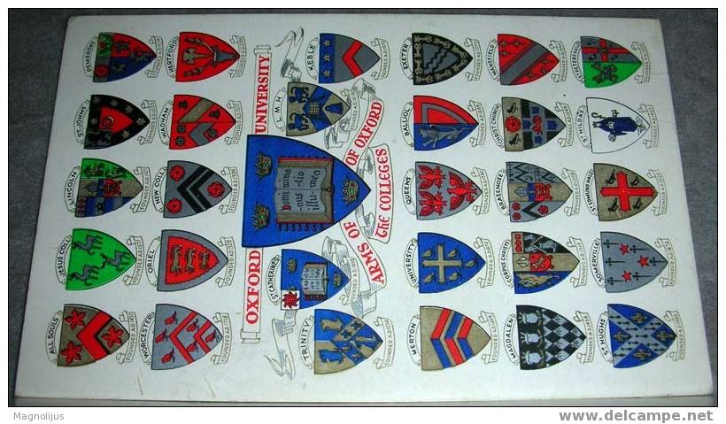 United Kingdome,Oxford,University,Arms Of Oxford Colleges,Heraldic,vintage Postcard - Otros & Sin Clasificación