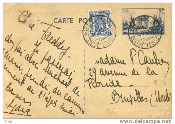 Franse Entier + 426, Ontwaard Genval 1943 Naar Brussel. - WW II (Covers & Documents)