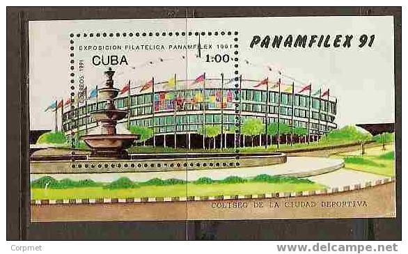FLAGS - PHIL EXPO "PANAMFILEX 91" - CUBA - SOUVENIR SHEET MINT (NH) Yvert # 125 - Stamps