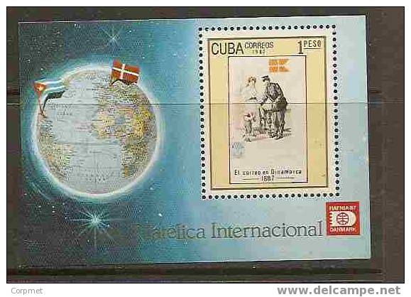 FLAGS - MAPS - EARTH - CUBA And DENMARK  Flags - PHIL EXPO "HAFNIA 87" - CUBA SOUVENIR SHEET Yvert # 99 - MINT (NH) - Sellos