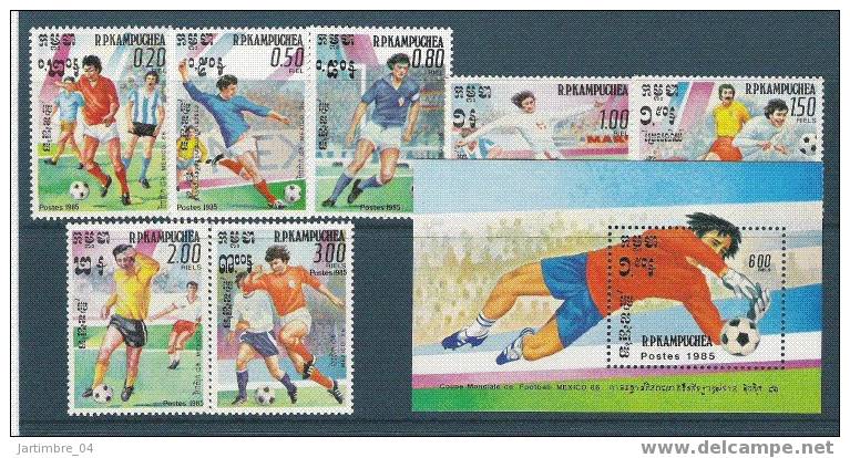 1985 KAMPUCHEA  522-28+BF 49** Mexico 86, Football - Kampuchea