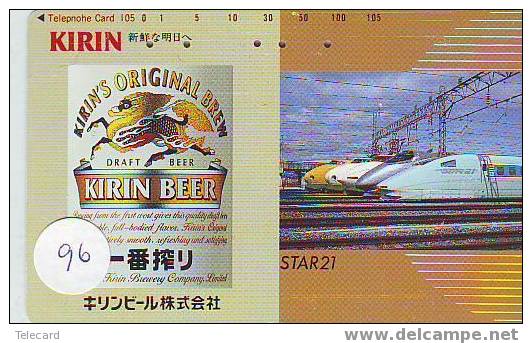 Télécarte BIER (96) BEER - BIERE - CERVEZA Train Japon - Lebensmittel