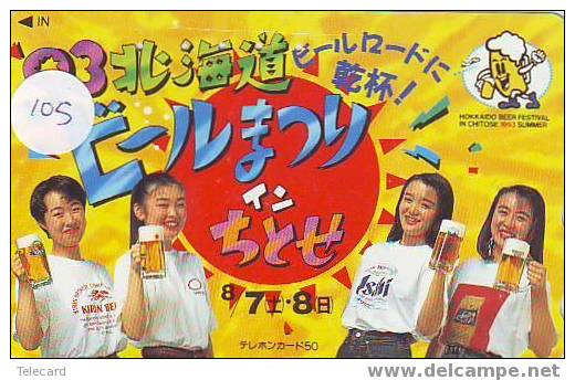 Télécarte BIER (105) BEER - BIERE - CERVEZA Japon - Lebensmittel