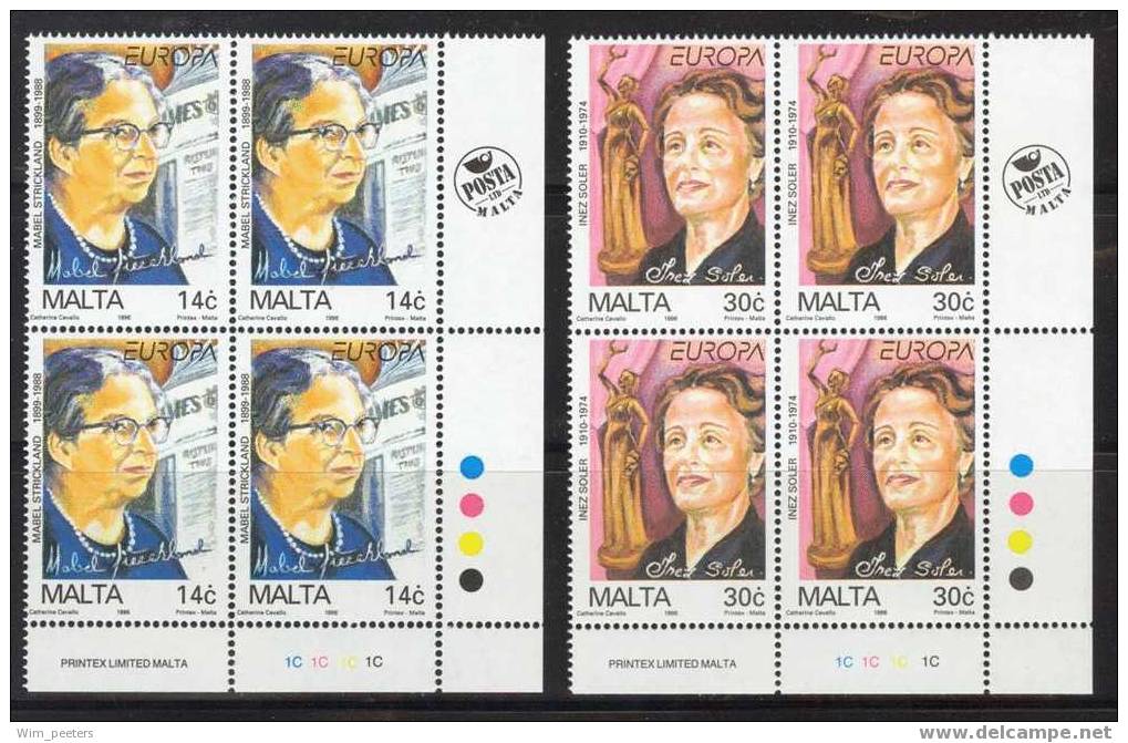 Europa CEPT 1996: Malta / Malte - Bloc Of 4 ** - 1996