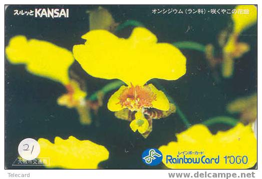 Carte Prépayée ORCHID (21) Orchidée Orquídea Orchidee Japon Japan - Bloemen