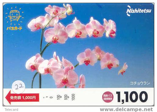 Carte Prépayée ORCHID (22) Orchidée Orquídea Orchidee Japon Japan - Bloemen