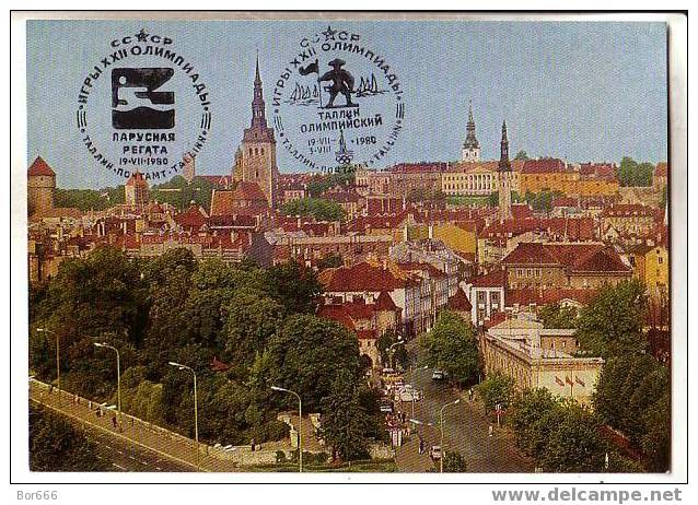 GOOD ESTONIA Postcard 1978 - Tallinn / Old Town View - Special Stamped 1980 " Olympic Sailing Regatta " - Estonia