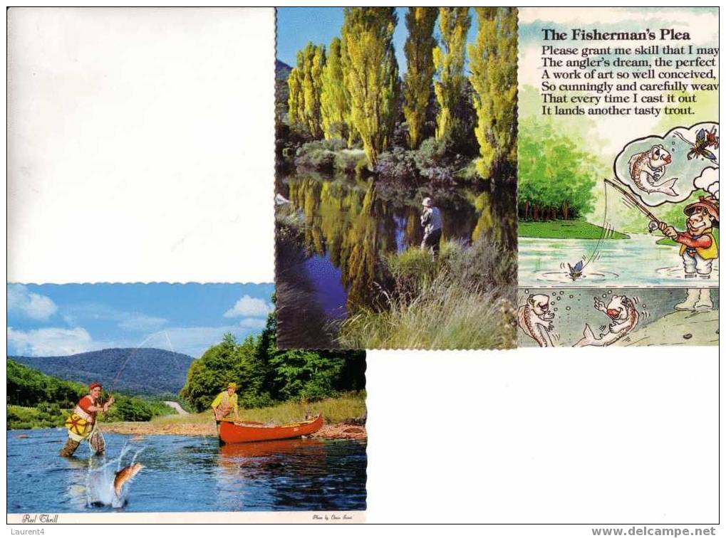 3 Carte Sur La Peche - 3 Postcard On Fishing - Fishing