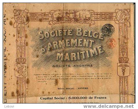 ANVERS "Société Belge D'armement Maritime SA" (1919) - Navigation