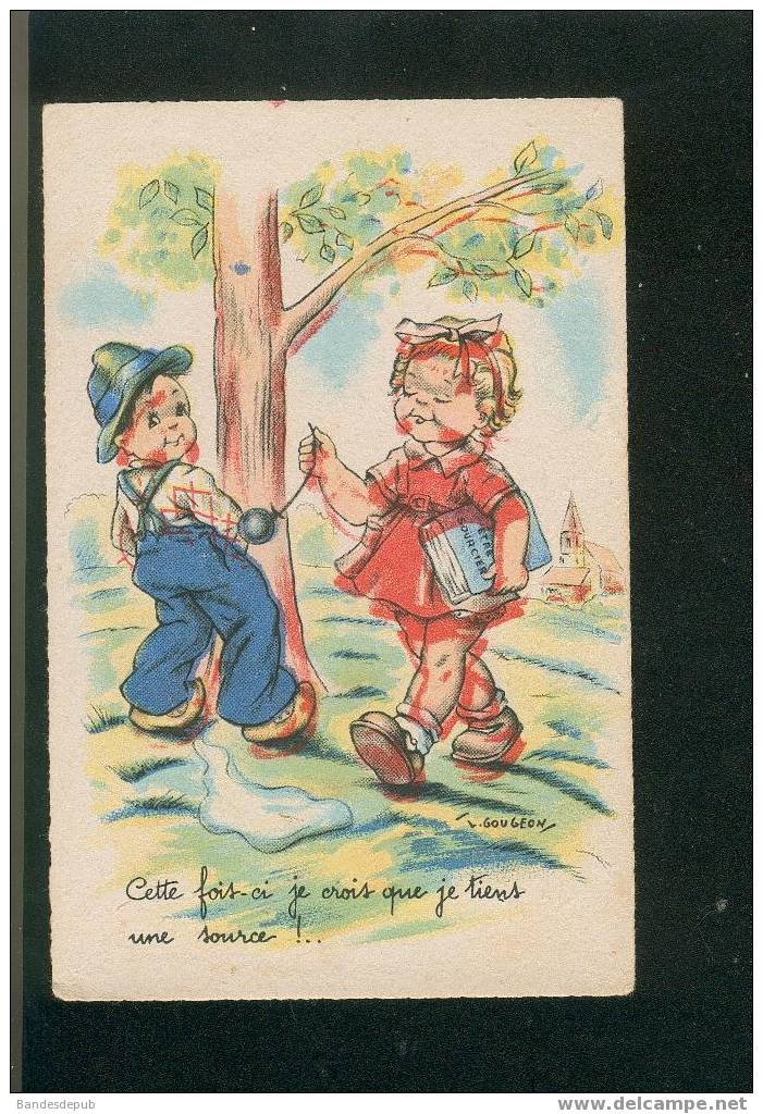 Gougeon Belle Carte Illustrée Thème Enfant Magie Sourcier Pendule - Gougeon