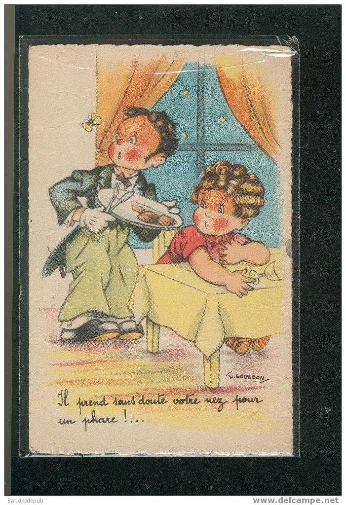 Gougeon Belle Carte Illustrée Thème Papillon Nez Phare Enfant Repas Table - Gougeon